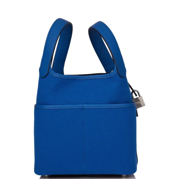 Hermès Picotin Cargo 18 Bleu France Swift and Toile Canvas Palladium