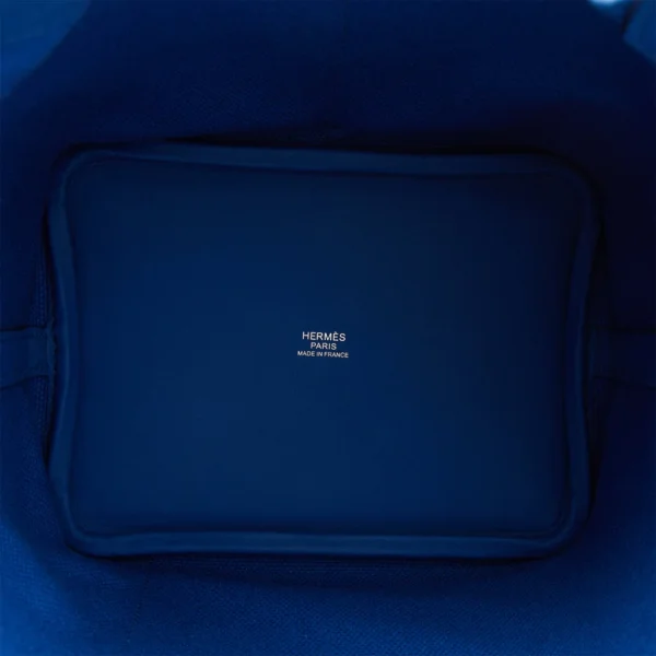 Hermès Picotin Cargo 18 Bleu France Swift and Toile Canvas Palladium