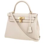 Hermes Kelly 20cm Bag In Craie Clemence Leather GHW