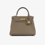 Hermes Kelly 20cm Bag In Taupe Clemence Leather GHW