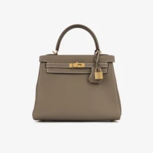 Hermes Kelly 20cm Bag In Taupe Clemence Leather GHW