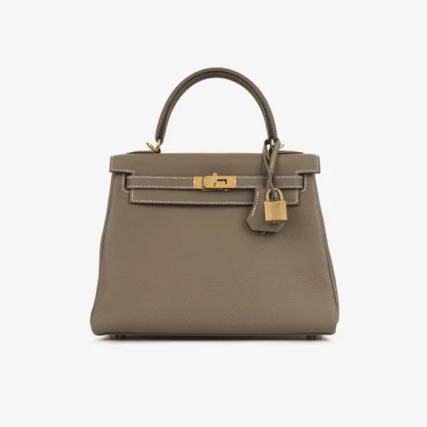 Hermes Kelly 20cm Bag In Taupe Clemence Leather GHW