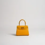 Hermes Kelly 20cm Bag In Yellow Clemence Leather GHW