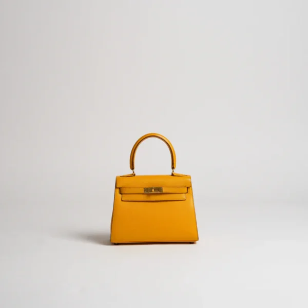 Hermes Kelly 20cm Bag In Yellow Clemence Leather GHW