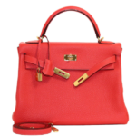 Hermes Kelly 20cm Bag In Red Clemence Leather GHW