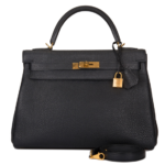 Hermes Kelly 20cm Bag In Black Clemence Leather GHW