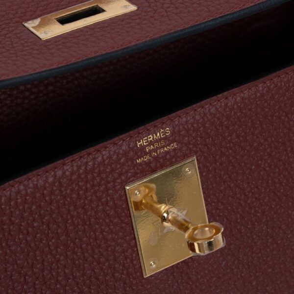 Hermes Kelly 20cm Bag In Bordeaux lemence Leather