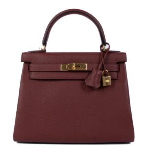 Hermes Kelly 20cm Bag In Bordeaux lemence Leather GHW