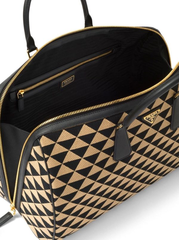 Prada Symbole embroidered fabric travel bag