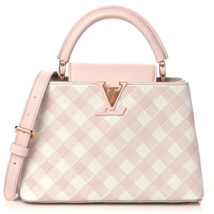 LOUIS VUITTON Taurillon Embroidered Vichy Capucines BB Light Pink