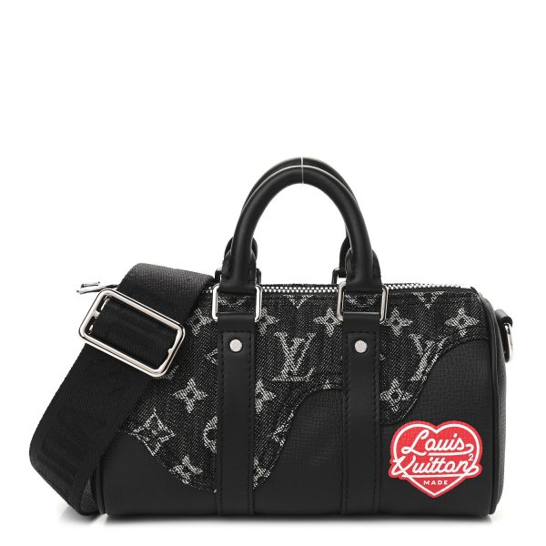 LOUIS VUITTON X NIGO Taurillon Denim Drip Keepall Black