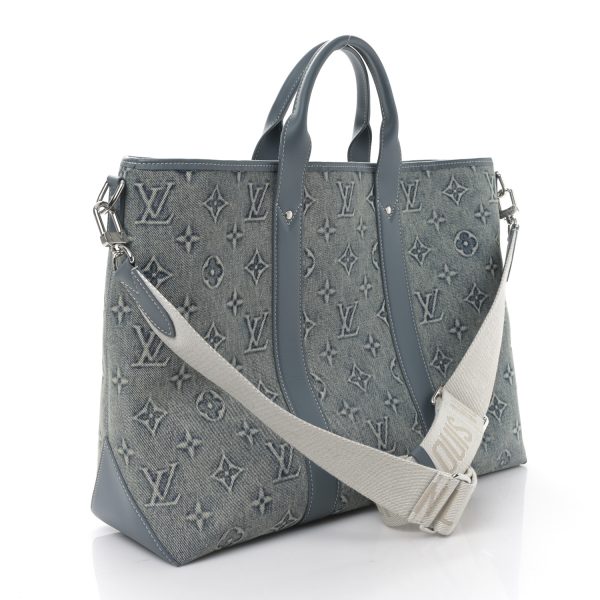 LOUIS VUITTON Monogram Washed Denim Tote NM Blue