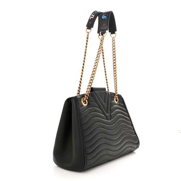 LOUIS VUITTON Calfskin New Wave Chain Tote Black