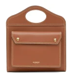 Burberry Mini Topstitch Detail Leather Pocket Bag