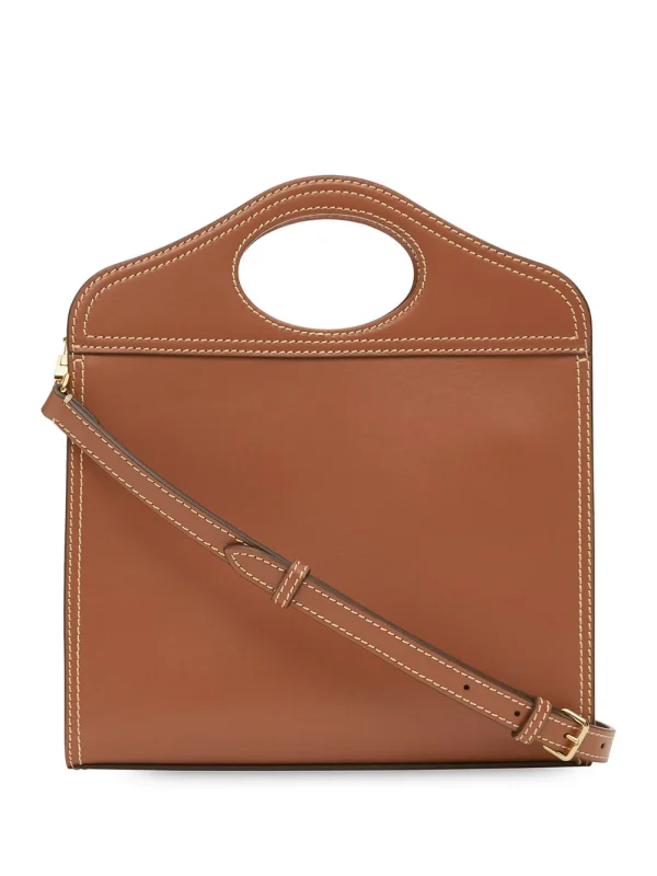 Burberry Mini Topstitch Detail Leather Pocket Bag