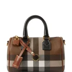 BURBERRY E-canvas Check Mini Bowling Bag Dark Birch Brown