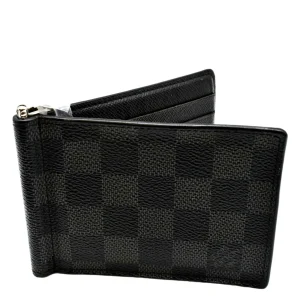 LOUIS VUITTON Pince Money Clip Damier Graphite Wallet Black