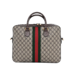 GG Gucci Shoulder Bag Coated Canvas Monogram Beige and Leather