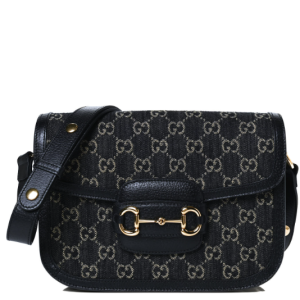 GUCCI Jacquard Black Denim GG Monogram Textured Dollar Black Ivory