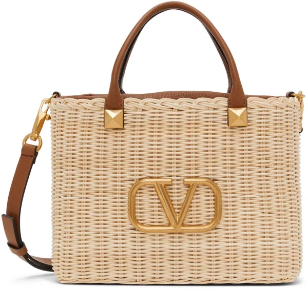 Valentino Garavani Beige VLogo Basket Handle Bag