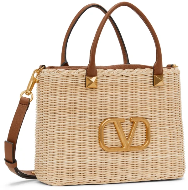 Valentino Garavani Beige VLogo Basket Handle Bag