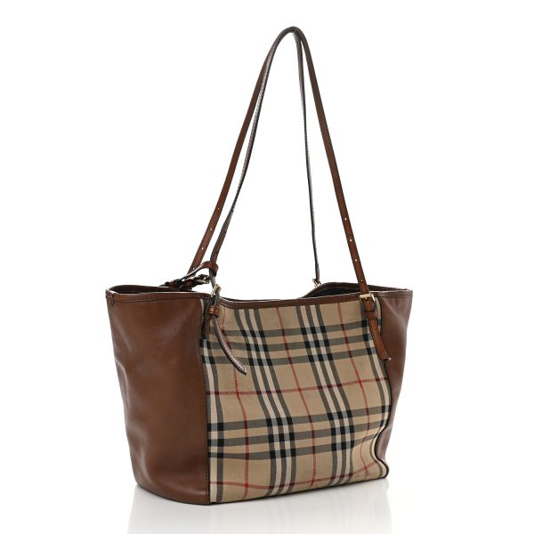 BURBERRY Horseferry Check Small Canterbury Tote Honey