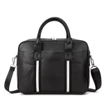 Men's Leather Laptop Bag Briefcase Business Handbag - Black