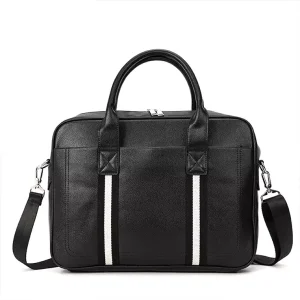 Men's Leather Laptop Bag Briefcase Business Handbag - Black