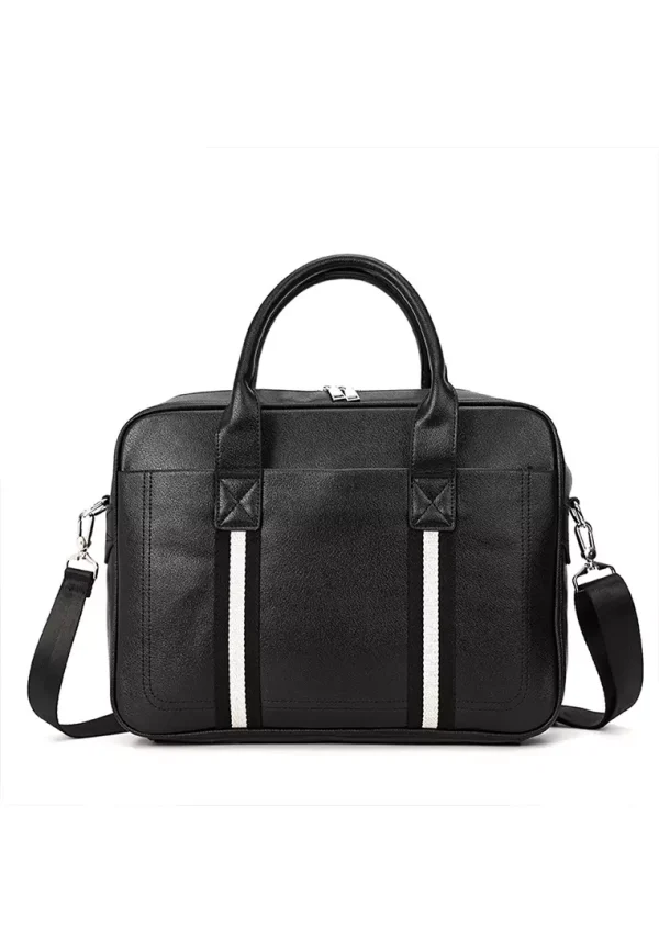 Men's Leather Laptop Bag Briefcase Business Handbag - Black