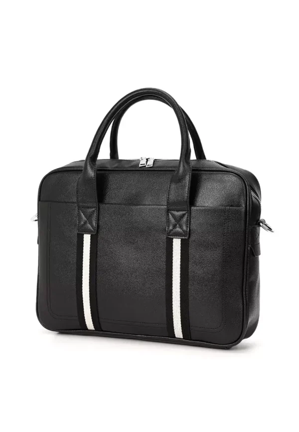 Men's Leather Laptop Bag Briefcase Business Handbag - Black