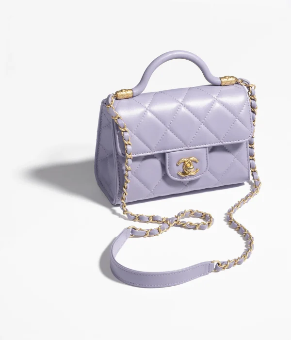 Chanel MINI FLAP BAG WITH TOP HANDLE Metal Light Purple