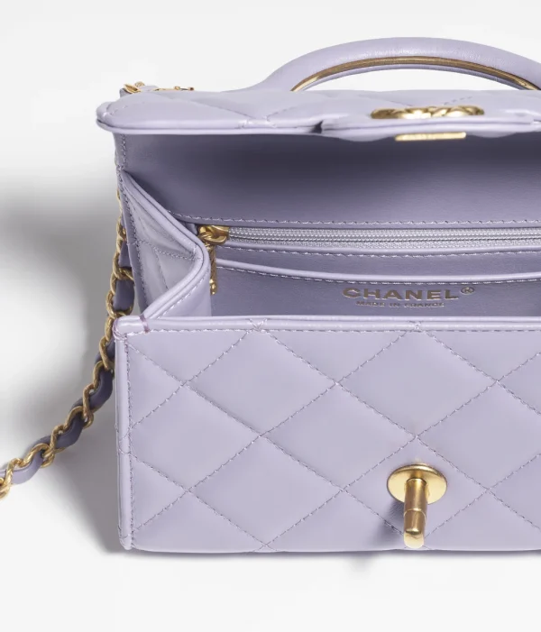 Chanel MINI FLAP BAG WITH TOP HANDLE Metal Light Purple