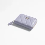 CHANEL CLASSIC ZIPPED COIN PURSE Lambskin Metal Light Purple