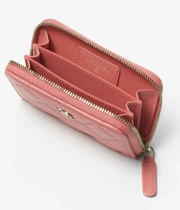 CHANEL CLASSIC ZIPPED COIN purse Metal Pink