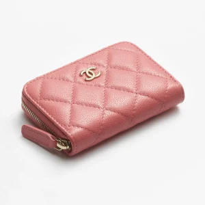 CHANEL CLASSIC ZIPPED COIN purse Metal Pink