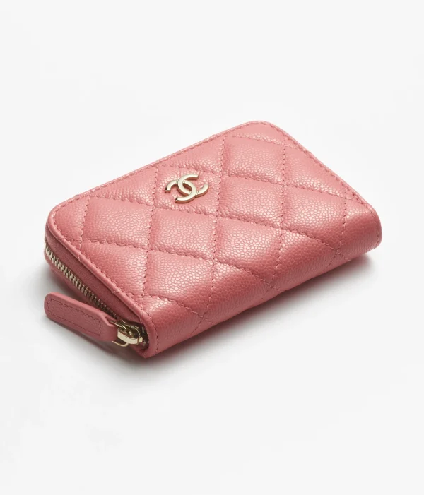 CHANEL CLASSIC ZIPPED COIN purse Metal Pink