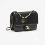 MINI FLAP BAG Grained Shiny Calfskin & Gold-Tone Metal