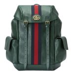 Ophidia GG medium backpack Green leather