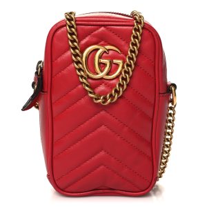 GUCCI Matelasse Mini GG Marmont Hibiscus Red Bag