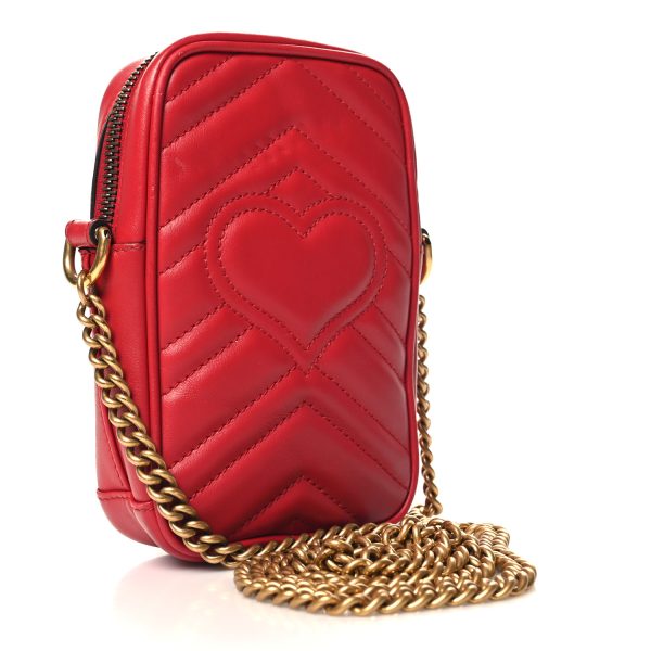 GUCCI Matelasse Mini GG Marmont Hibiscus Red Bag