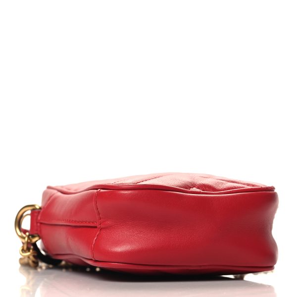 GUCCI Matelasse Mini GG Marmont Hibiscus Red Bag