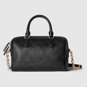 GUCCI GG EMBLEM MEDIUM BOSTON BAG