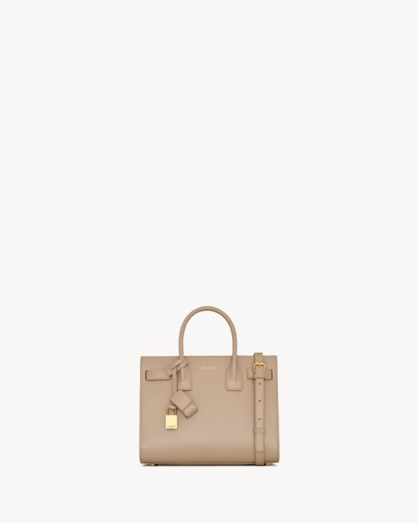 YSL SAC DE JOUR IN SMOOTH DARK BEIGE LEATHER BAG