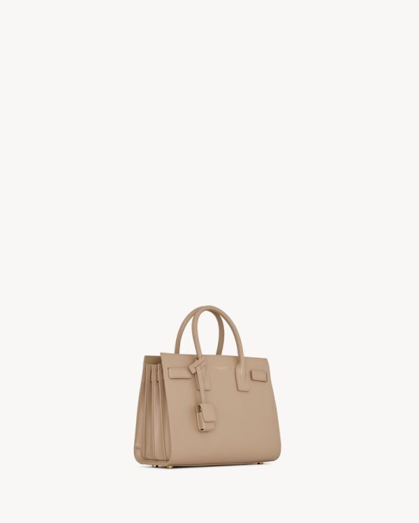 YSL SAC DE JOUR IN SMOOTH DARK BEIGE LEATHER BAG