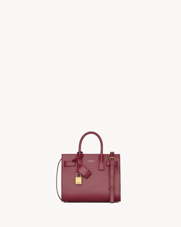 YSL SAC DE JOUR IN SMOOTH ROUGE MERLOT LEATHER