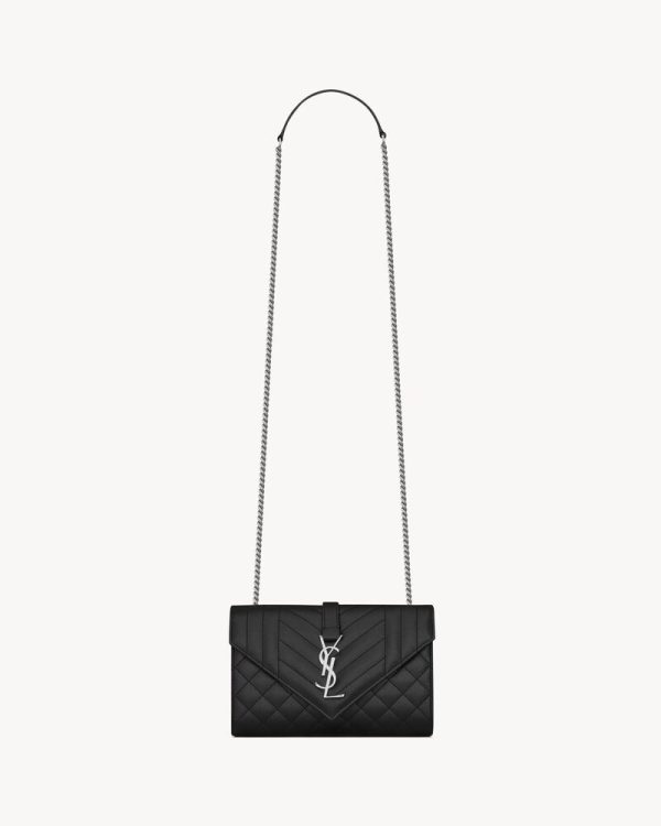 YSL ENVELOPE SMALL IN GRAIN DE POUDRE BAG