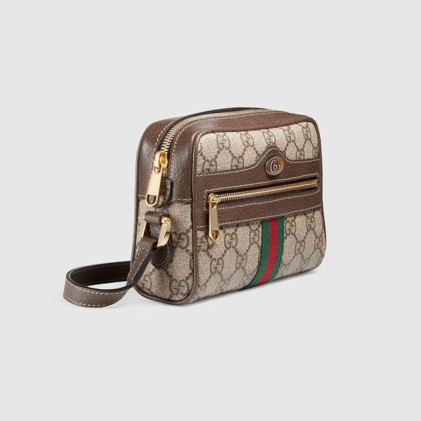 Gucci GG Supreme Web Mini Ophidia Shoulder Brown Bag