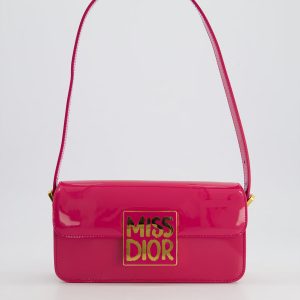 Miss Dior Patent Leather Calfskin Handbag Shoulder Bag with Golden Hardware