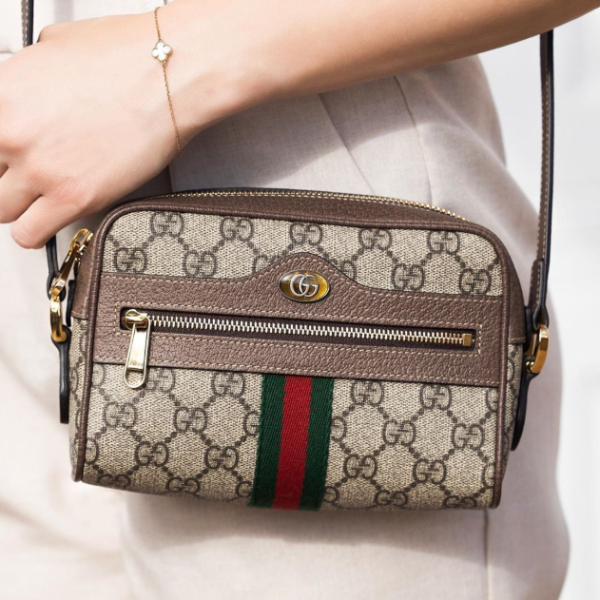 Gucci GG Supreme Web Mini Ophidia Shoulder Brown Bag