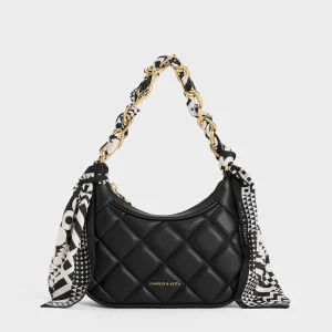 Mini Alcott Scarf Handle Quilted Bag - Black